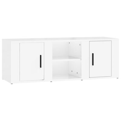 vidaXL ТВ шкаф, бял гланц, 100x31,5x35 см, инженерно дърво