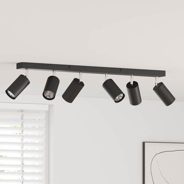 vidaXL Таванен спот с прожектори Черно 73 x 6 x 16 см Метал
