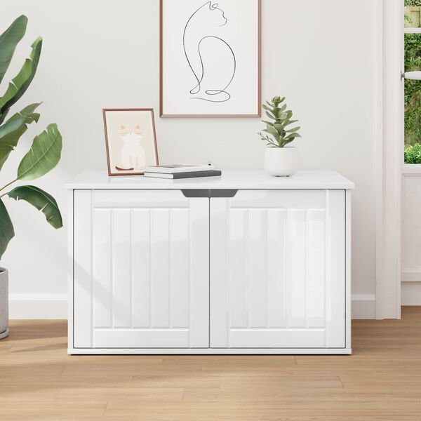 vidaXL Къща за котки Гланц бяло 85 x 55 x 50,5 см Инженерно дърво