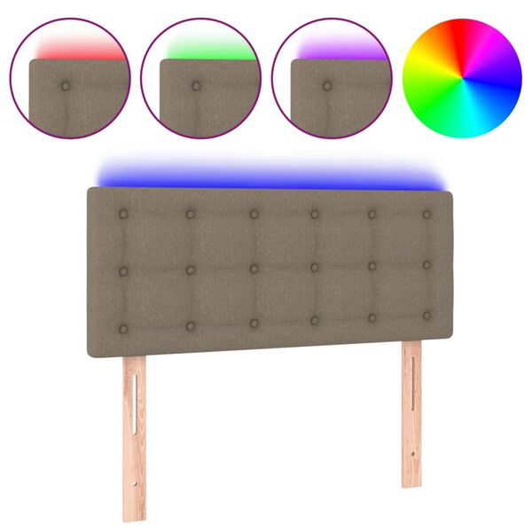 vidaXL LED горна табла за легло, таупе, 100x5x78/88 см, плат