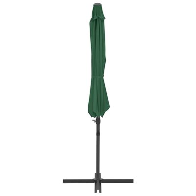 vidaXL Градински чадър чупещо рамо и стоманен прът 300 см зелен