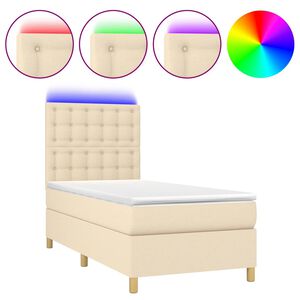 vidaXL Боксспринг легло с матрак и LED, кремаво, 80x200 см, плат