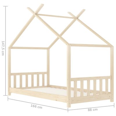 vidaXL Рамка за детско легло, бор масив, 80x160 см