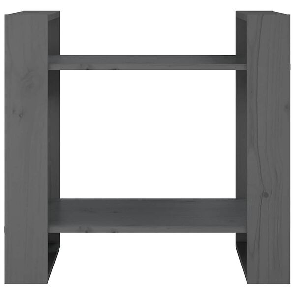 vidaXL Библиотека/разделител за стая, сива, 60x35x57 см, бор масив