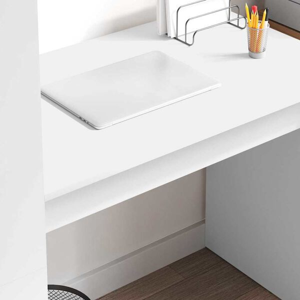 vidaXL Бюро с рафт Бяло 113 x 54 x 120 см Инженерно дърво