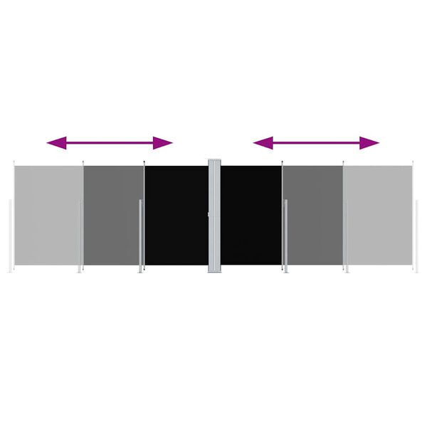 vidaXL Прибираща се странична тента, черна, 180х600 см