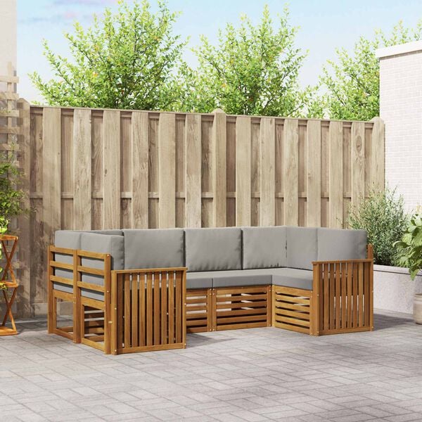 vidaXL Комплекти дивани с възглавница 6 pcs Естествено и светло сиво