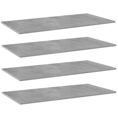 vidaXL Рафтове за етажерка, 4 бр, бетонно сиви, 80x30x1,5 см, ПДЧ