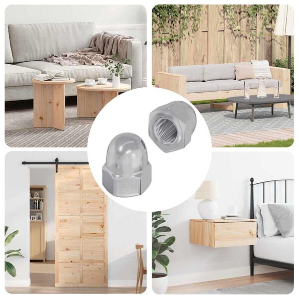 vidaXL Железни гайки 2 pcs Сребрист M8 x 10 mm Стомана