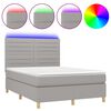 vidaXL Боксспринг легло с матрак и LED, светлосиво, 140x200 см, плат