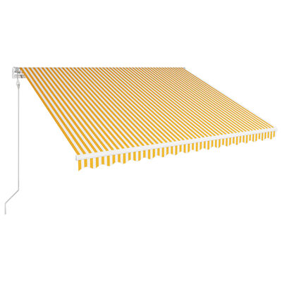 vidaXL Автоматично прибиращ се сенник, 400x300 см, жълто и бяло