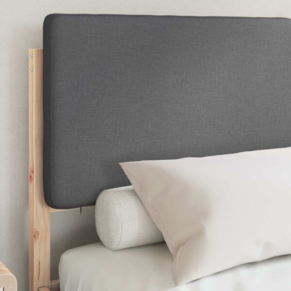 vidaXL Леглова рамка с тапицирана гръбна част Тъмен сив 140 x 190 cm