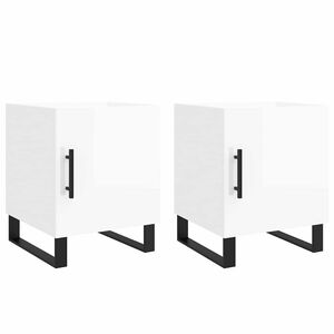 vidaXL Нощни шкафчета 2 бр бял гланц 40x40x50 см инженерно дърво