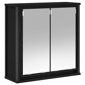 vidaXL Стенен шкаф за баня с огледало Черен дъб 60x21x60 cm