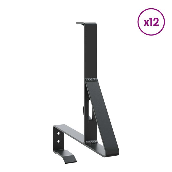 vidaXL Поддръжка на снегозащита 12 pcs Черно 29,5 x 3 x 34,5 см