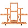 vidaXL Поставка за цветя с колелца, 110x25x101 см, масивна ела