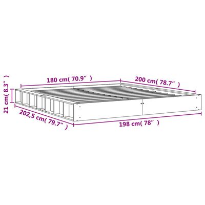 vidaXL Рамка за легло, бяла, бор масив, 180x200 cм
