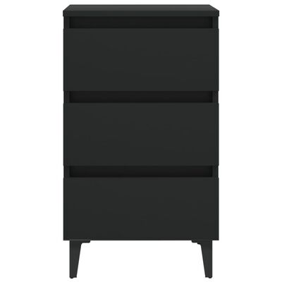 vidaXL Нощно шкафче с метални крака, черно, 40x35x69 см