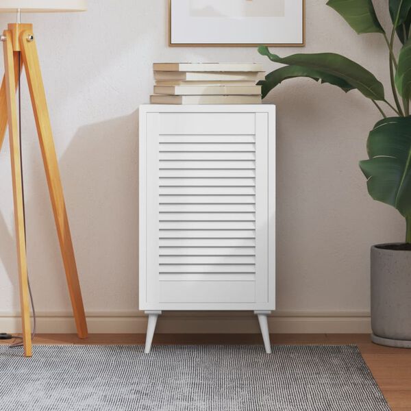 vidaXL Врата за шкаф с решетен дизайн, бяла, 61,5x39,4 см, бор масив