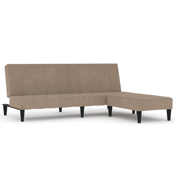 vidaXL 2-местно канапе с табуретка, таупе, микрофибърен текстил