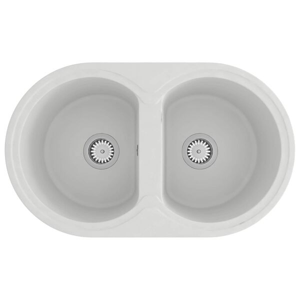 vidaXL Кухненска мивка Бяло 78 x 47 x 20.5 см Гранит
