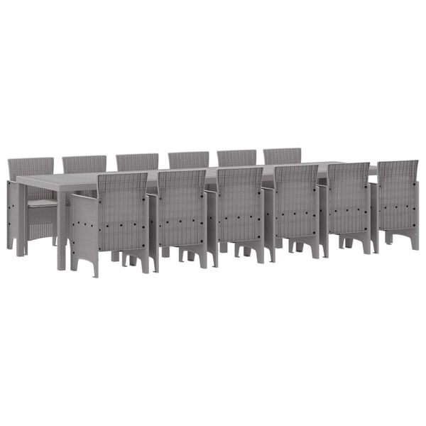 vidaXL Комплект за хранене в градината 13 pcs Светлосиво Ратан Polt