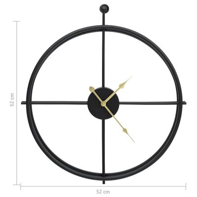 vidaXL Стенен часовник, черен, 52 см, желязо