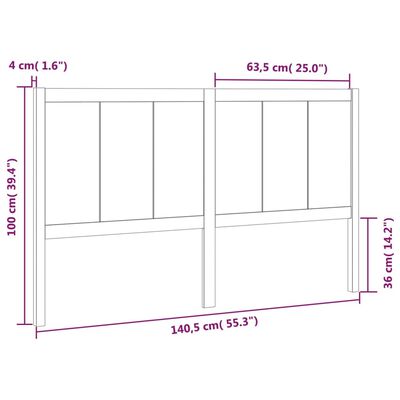 vidaXL Горна табла за легло, 140,5x4x100 см, бор масив