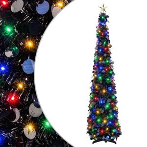 vidaXL Сгъваема LED коледна елха със звезда за връх 150 см