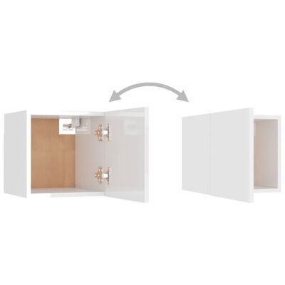 vidaXL Нощни шкафчета, 2 бр, бял гланц, 30,5x30x30 см, ПДЧ