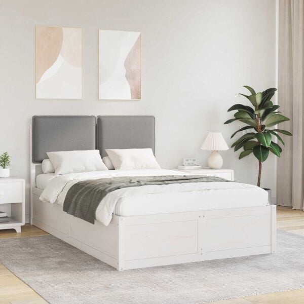 vidaXL Леглова рамка с тапицирана гръбна част Светлосиво 120 x 190 cm