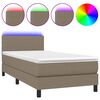 vidaXL Боксспринг легло с матрак и LED, таупе, 90x200 см, плат