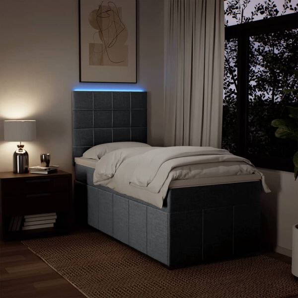 vidaXL Боксспринг легло с матрак, светлосива, 90x190 см, плат