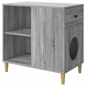 vidaXL Къща за котки Сив Сонома 72 x 42,5 x 70 см Инженерна дървесина