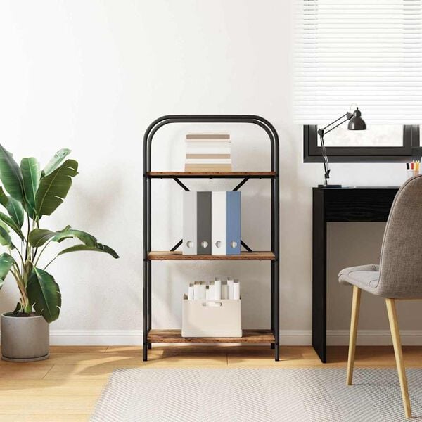 vidaXL Рафт за книги Старо дърво 60 x 30 x 109 см Инженерно дърво