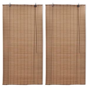vidaXL Бамбукови ролетни щори 2 бр 80x160 см кафяви