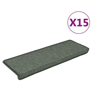 vidaXL Изтривалки за стълби 15 бр. 65x21x4 см, тъмнозелени, правоъгълни, кант