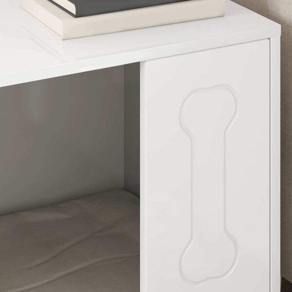 vidaXL Кучешка къща Гланц бяло 44 x 42 x 49 см Инженерно дърво