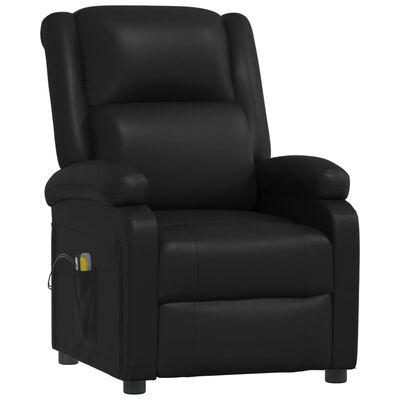 vidaXL Електрически масажен стол, черен, изкуствена кожа