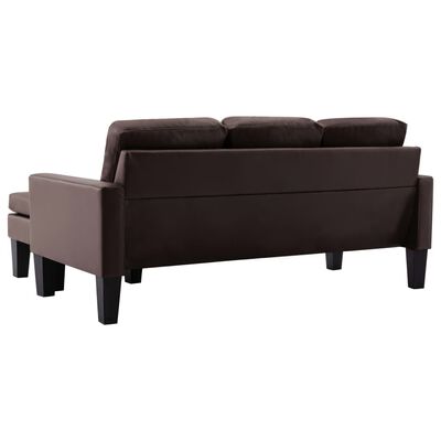 vidaXL 3-местен диван с поставка за крака, кафяв, изкуствена кожа