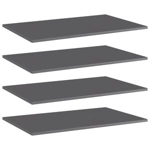 vidaXL Рафтове за етажерка, 4 бр, сив гланц, 80x50x1,5 см, ПДЧ