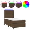 vidaXL Боксспринг легло с матрак и LED, тъмнокафява, 90x200 см, плат