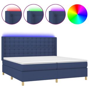 vidaXL Боксспринг легло с матрак и LED, синя, 200x200 см, плат