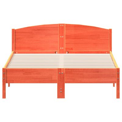 vidaXL Рамка за легло с табла, восъчнокафяв, 120x190 см, бор масив