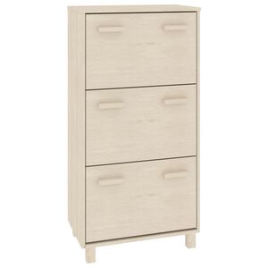 vidaXL Шкаф за обувки HAMAR, меденокафяв, 59,5x35x117 см, бор масив