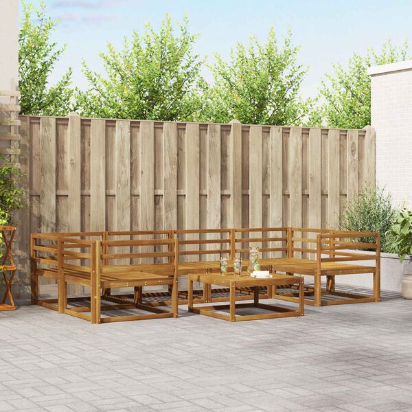 vidaXL Комплект дивани за открито 7 pcs Естествен