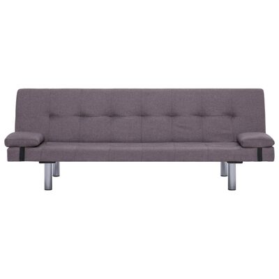 vidaXL Разтегателен диван с две възглавници, таупе, полиестер