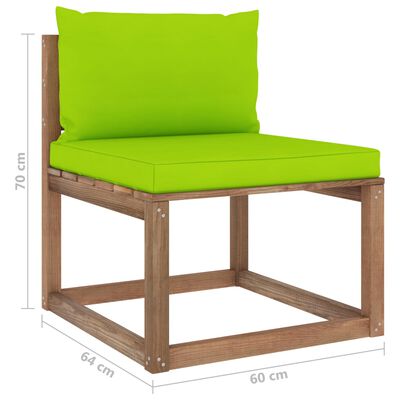 vidaXL Градински палетен среден диван с яркозелени възглавници