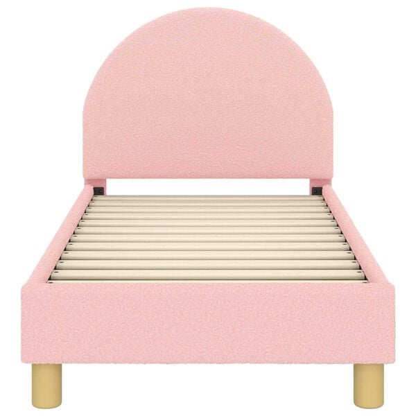 vidaXL Легло за малко с главна дъска Розово 70 x 140 cm Вълнена тъкан