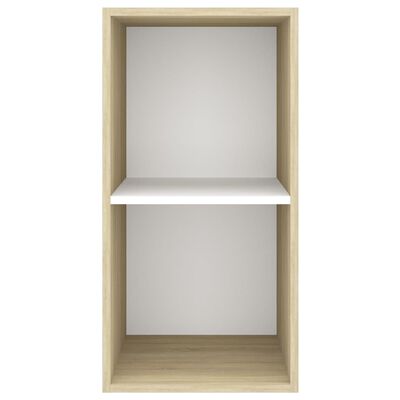 vidaXL ТВ шкаф за стенен монтаж, дъб сонома и бяло, 37x37x72 см, ПДЧ